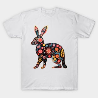 Abstract Floral Rabbit Silhouette T-Shirt